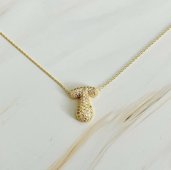 Bubble Initial Necklace With Rhinestones