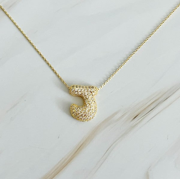 Bubble Initial Necklace With Rhinestones