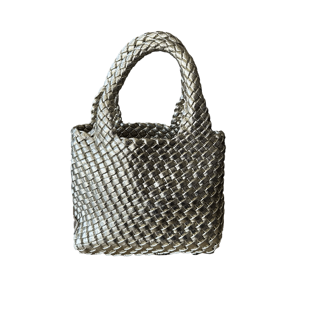 Leah Petite Metallic Woven Tote