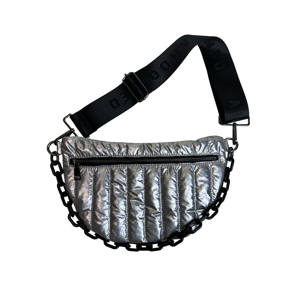 Reese Quilted Sling/Waist Bag w/Black Resin Chain & 2" Solid