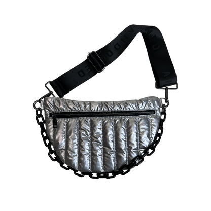 Reese Quilted Sling/Waist Bag w/Black Resin Chain & 2" Solid