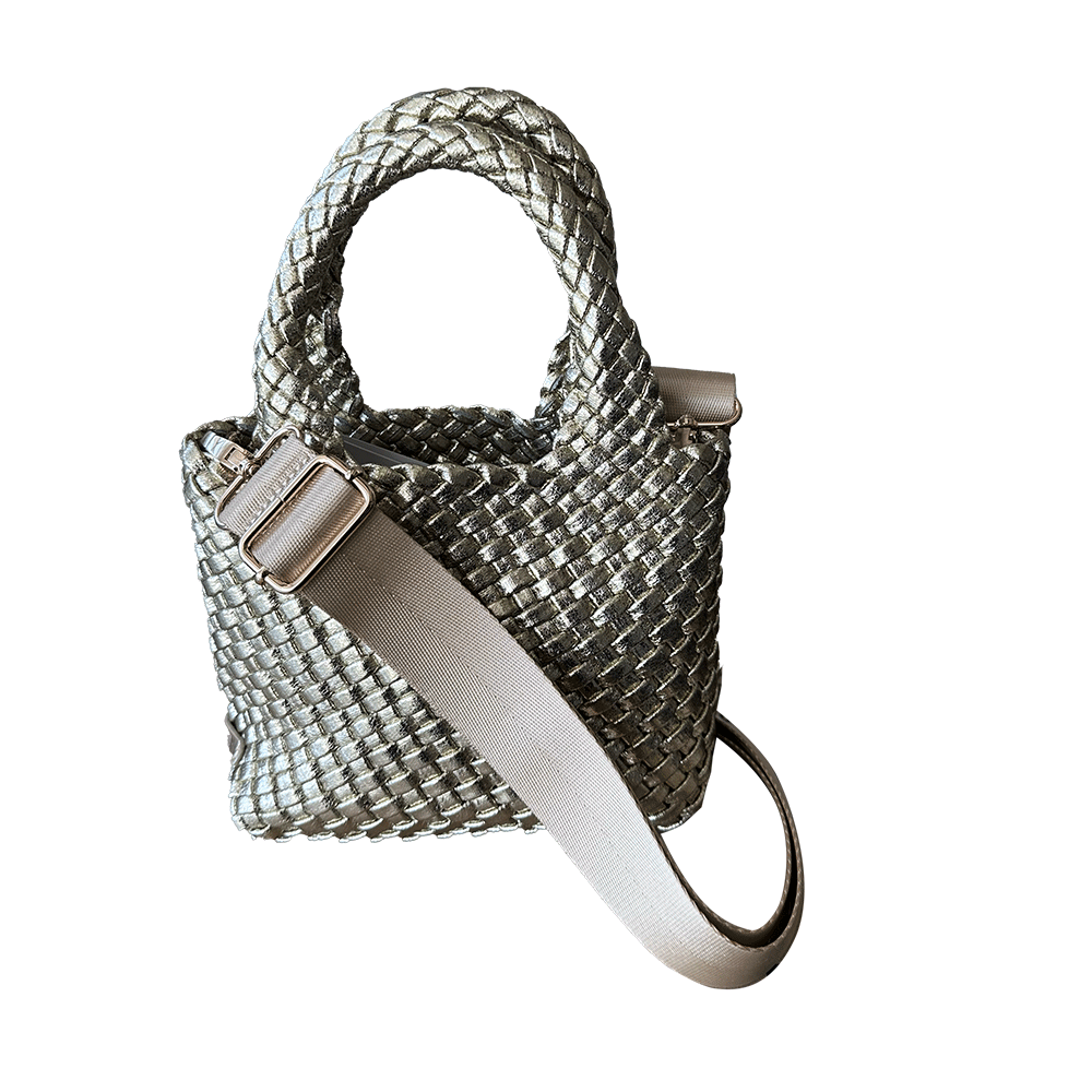 Leah Petite Metallic Woven Tote