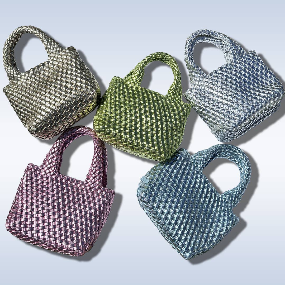 Leah Petite Metallic Woven Tote