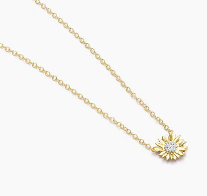 Sunflower Diamond Pendant Necklace