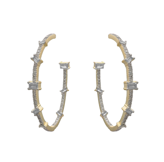 Zig Zag Pave Hoops