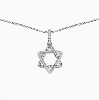 Jewish Star 14K Diamond Necklace