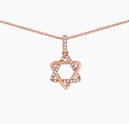 Jewish Star 14K Diamond Necklace