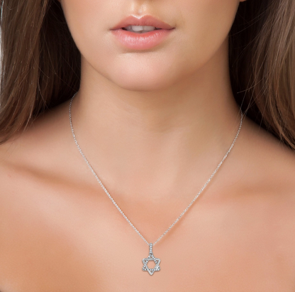 Jewish Star 14K Diamond Necklace