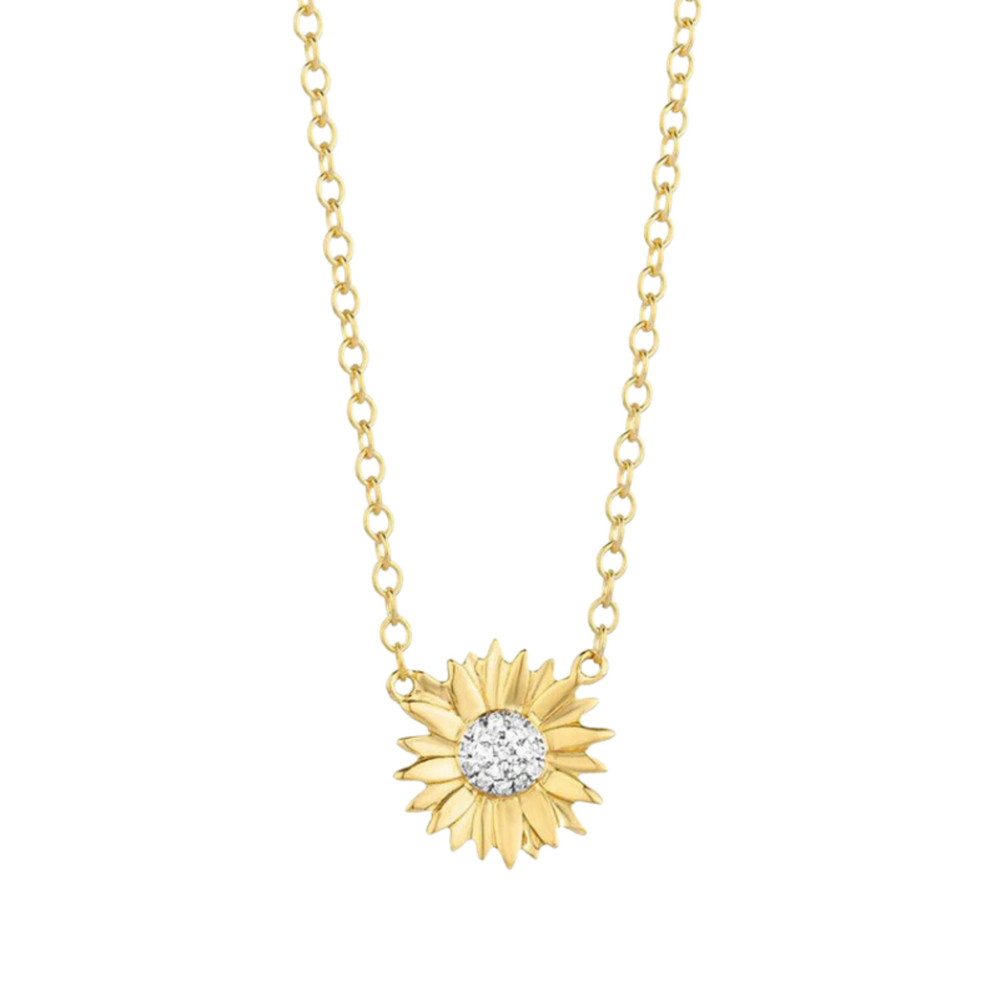 Sunflower Diamond Pendant Necklace