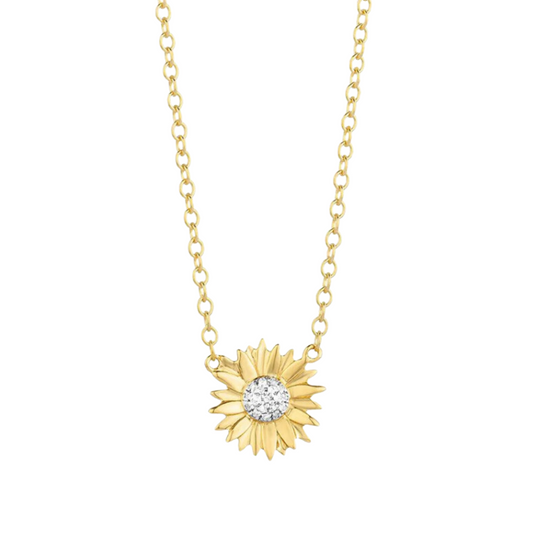 Sunflower Diamond Pendant Necklace