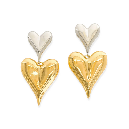 Two Tone Heart Earrings