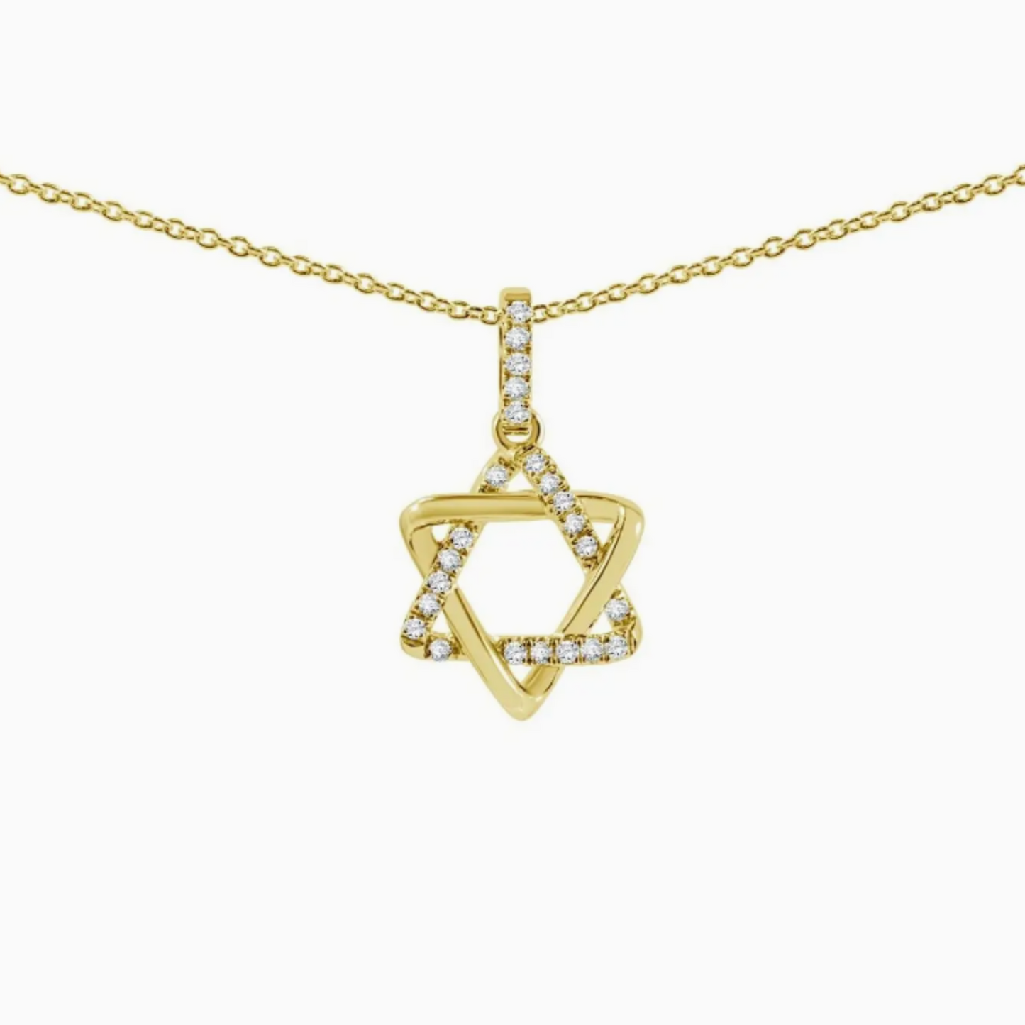 Jewish Star 14K Diamond Necklace