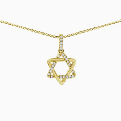 Jewish Star 14K Diamond Necklace