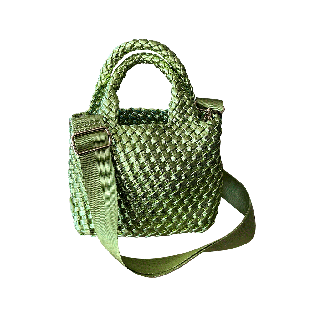 Leah Petite Metallic Woven Tote