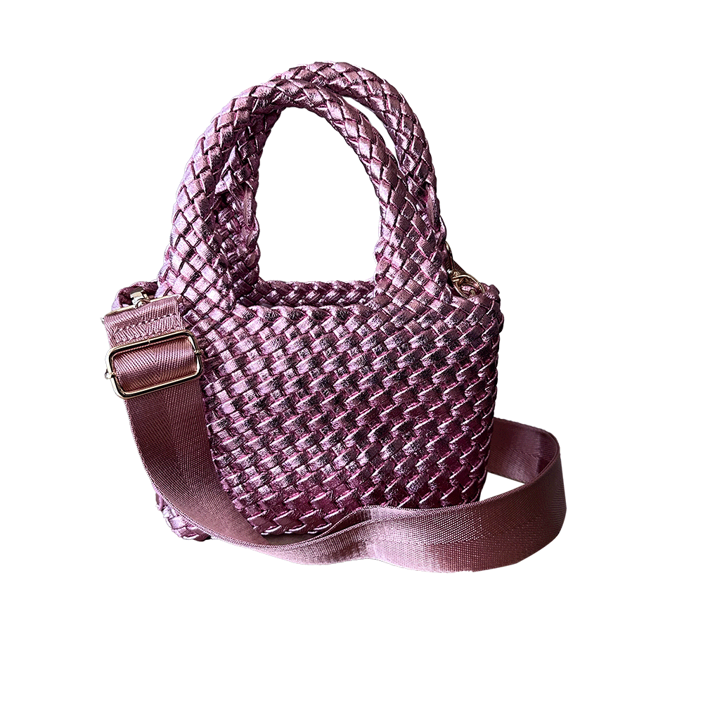 Leah Petite Metallic Woven Tote