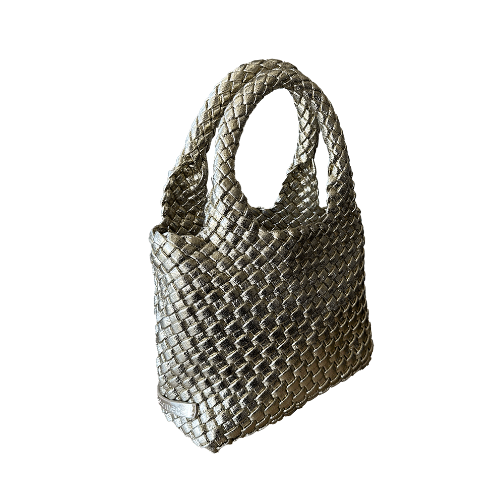 Leah Petite Metallic Woven Tote