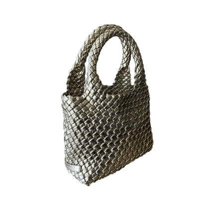 Leah Petite Metallic Woven Tote