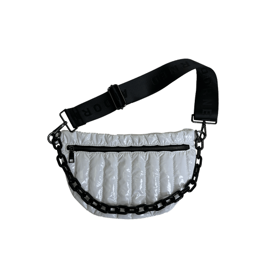 Reese Quilted Sling/Waist Bag w/Black Resin Chain & 2" Solid