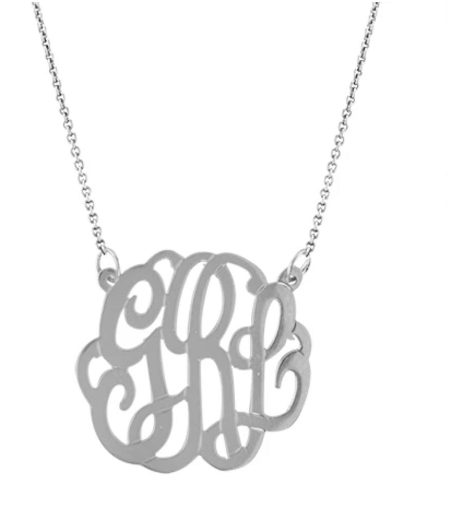 Monogram Initial Necklace  Personalized Silver Pendant