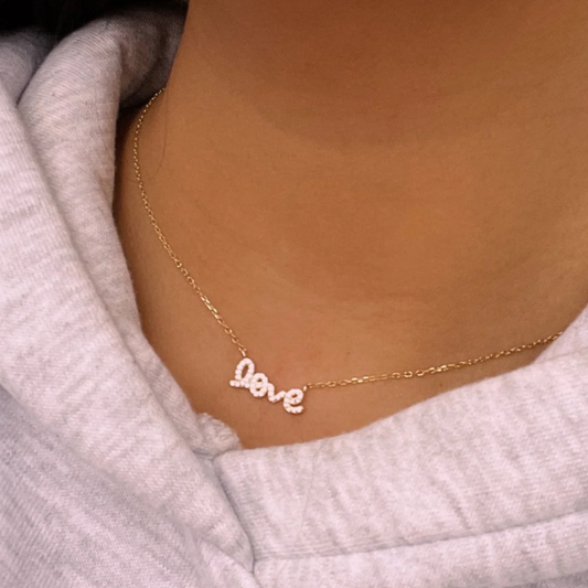 Script Love CZ Necklace